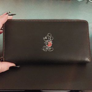 Disney x Coach Black Mickey Mouse Accordion Zip Wallet ( Limited Edition )